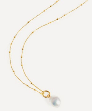 Missoma - 18ct Gold Vermeil Silver Baroque Pearl Chain Necklace image number 2