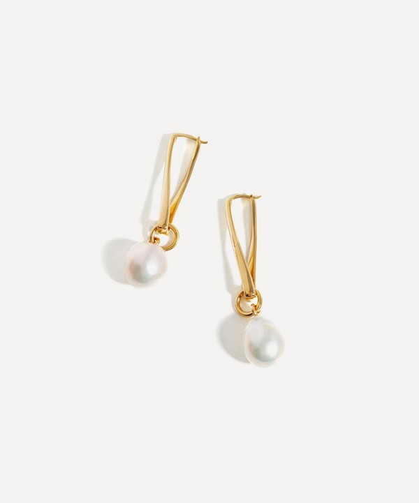 Missoma - 18ct Gold-Plated Baroque Pearl Twisted Drop Earrings image number null