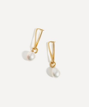 Missoma - 18ct Gold-Plated Baroque Pearl Twisted Drop Earrings image number 0