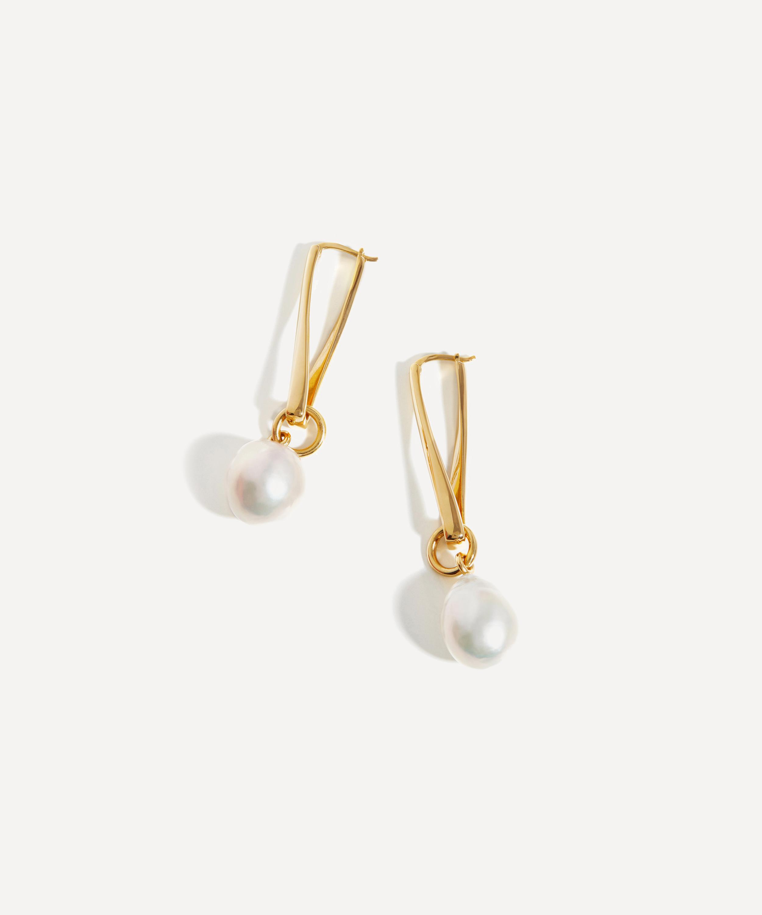 Missoma - 18ct Gold-Plated Baroque Pearl Twisted Drop Earrings image number 0