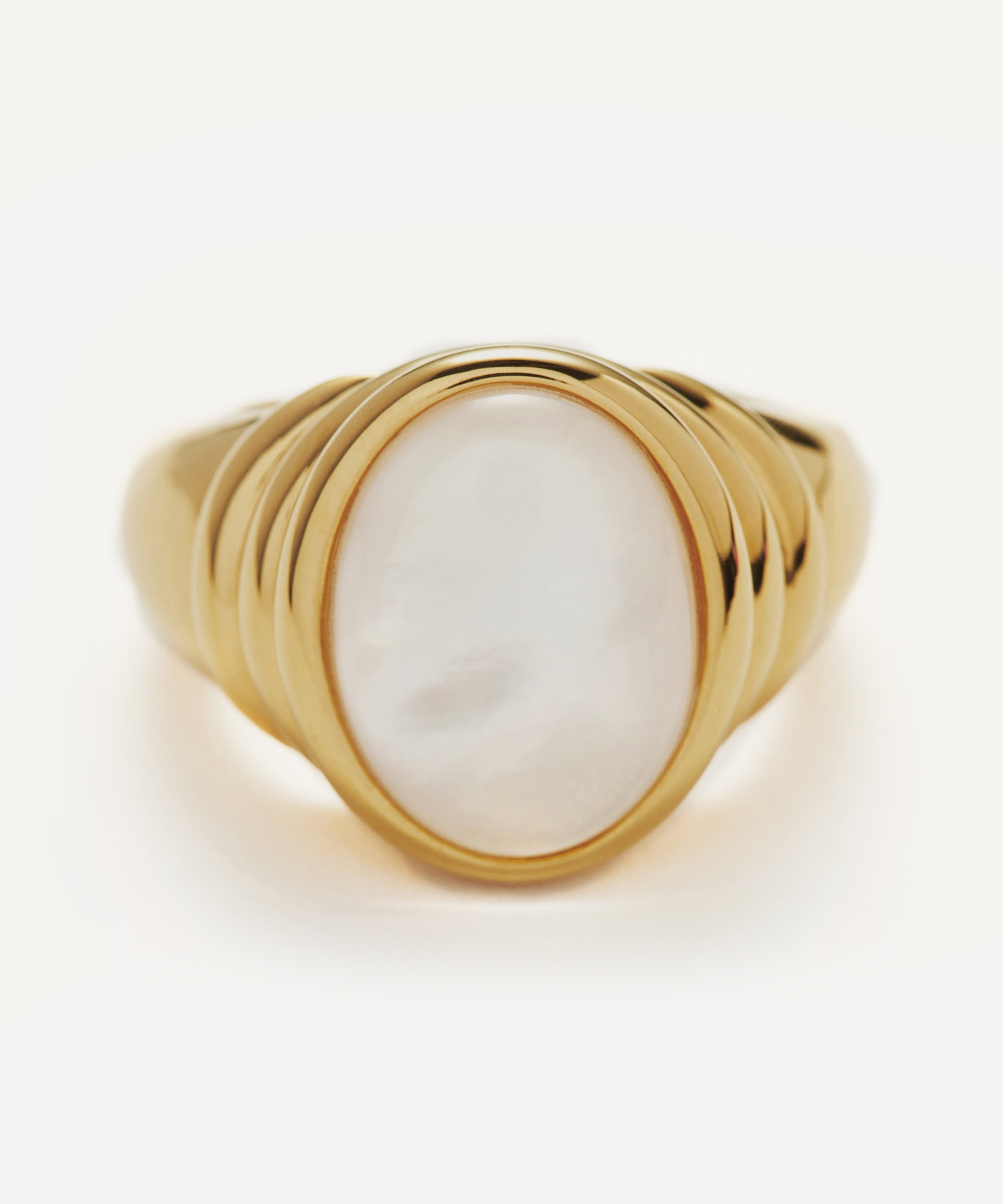 Missoma - 18ct Gold-Plated Vermeil Silver Savi Ridge Oval Gemstone Ring image number 2