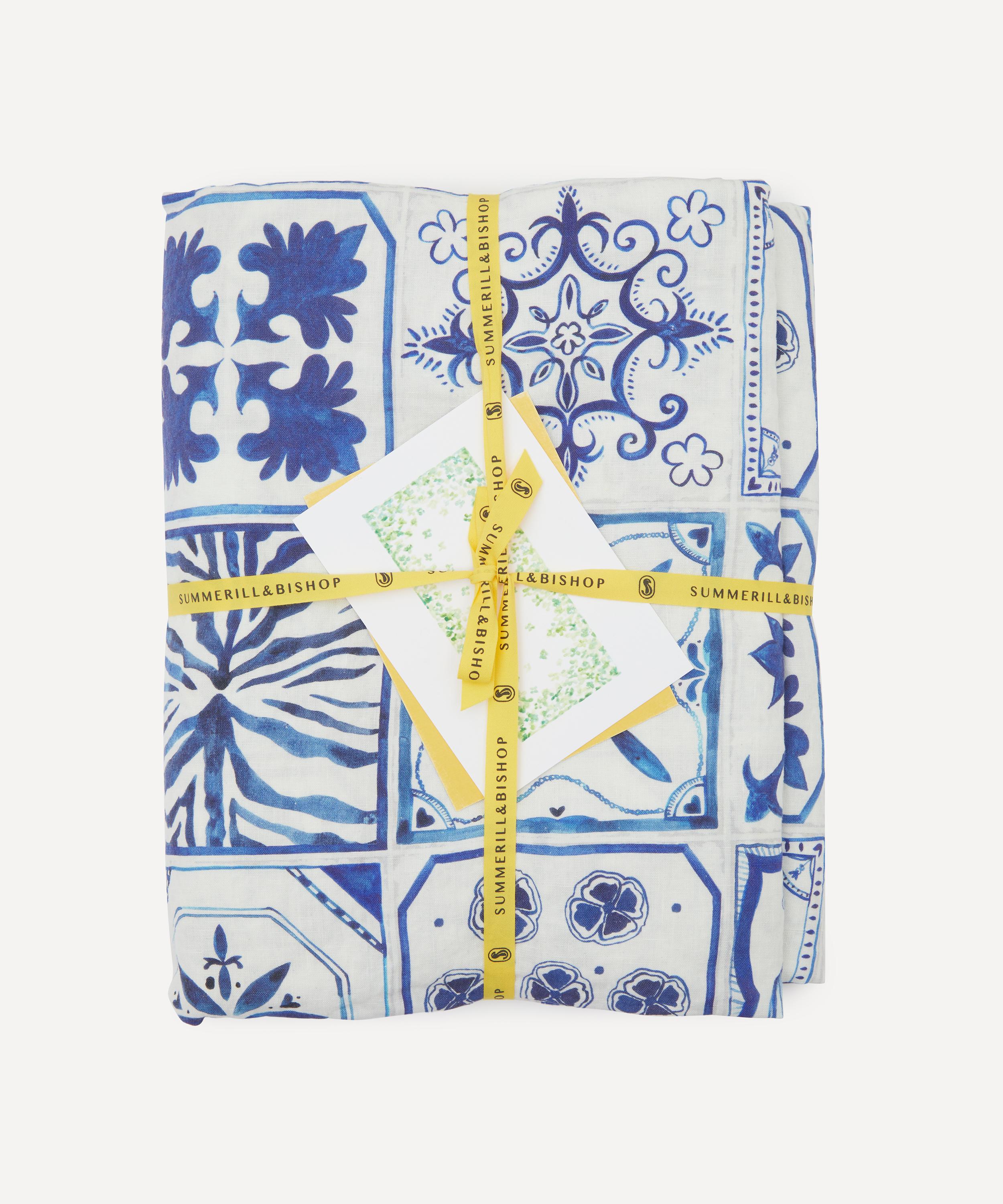 Summerill & Bishop - Azulejos Midnight Blue Linen Tablecloth