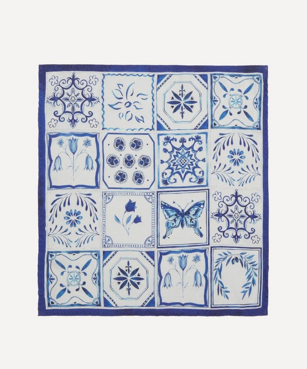 Summerill & Bishop - Azulejos Midnight Blue Linen Napkin Set of Two image number null
