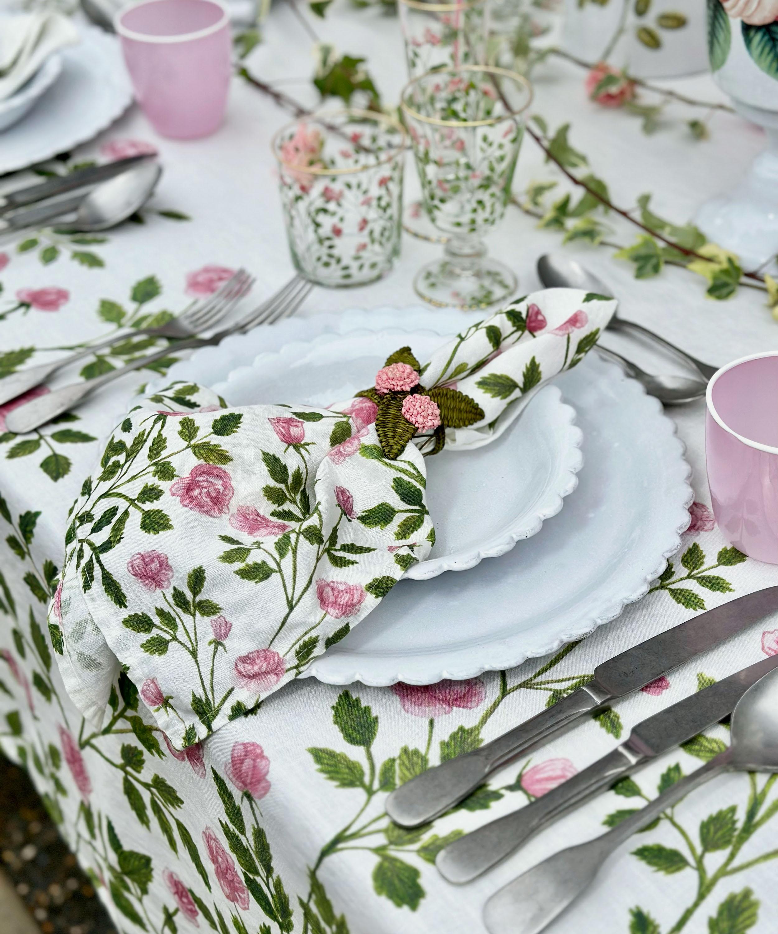 Summerill & Bishop - Le Jardin Des Roses Linen Napkins Set of Two image number 1