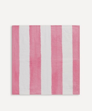 Summerill & Bishop - Stripe Rose Pink Linen Napkins Set of Two image number 3