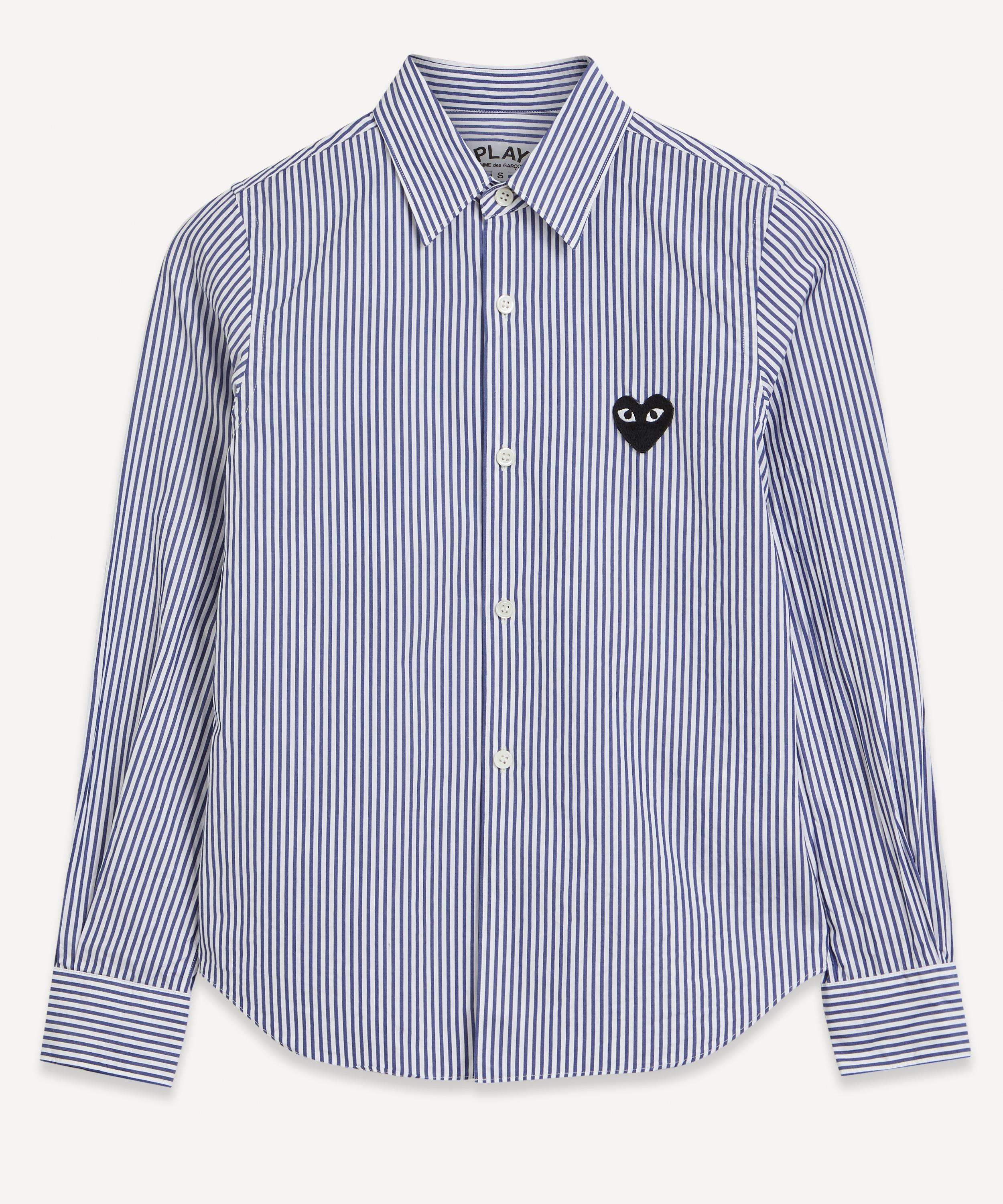Comme des Garçons Play - Striped Black Heart Appliquéd Shirt image number 0