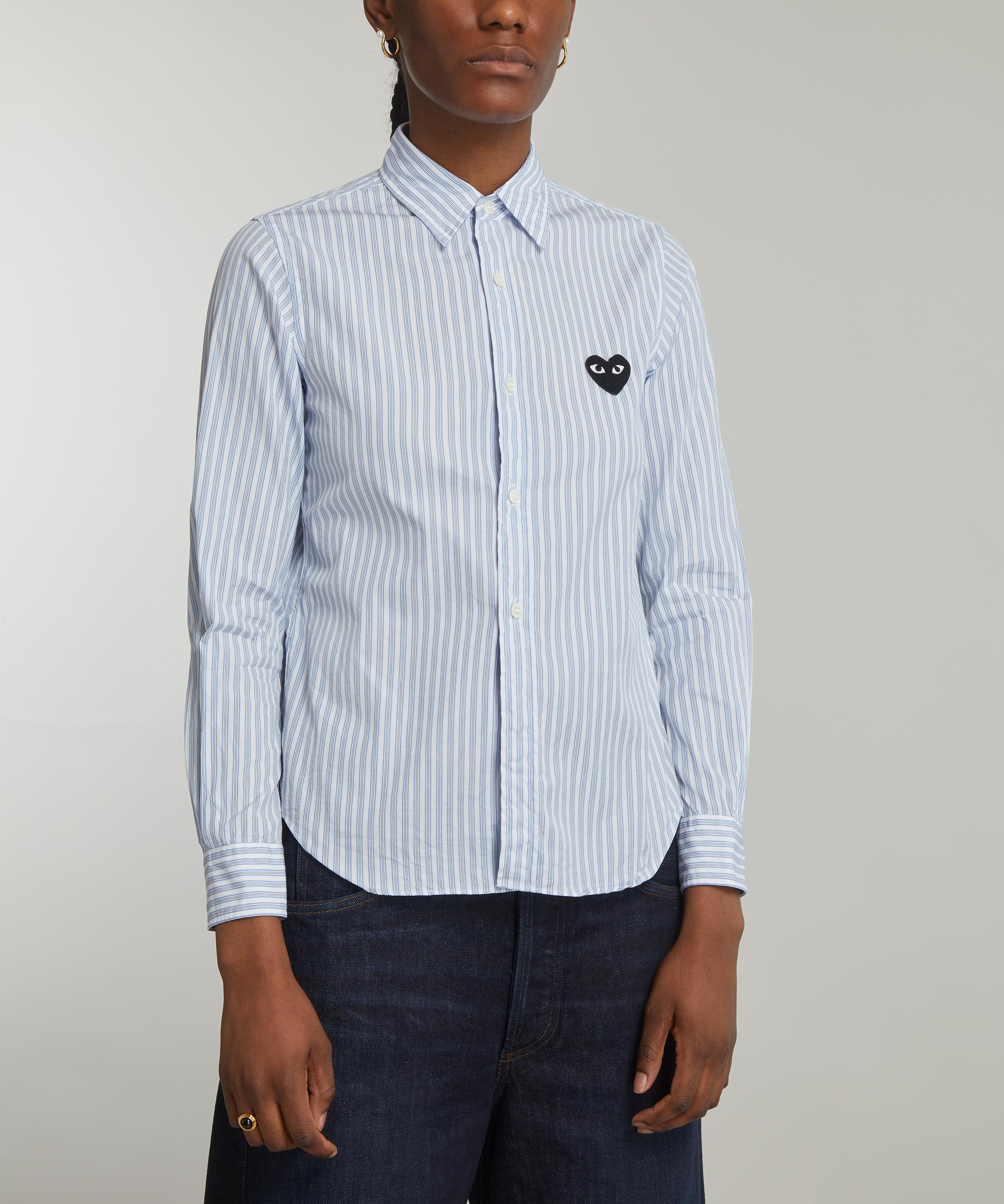 Comme des Garçons Play - Striped Black Heart Appliquéd Shirt image number 2