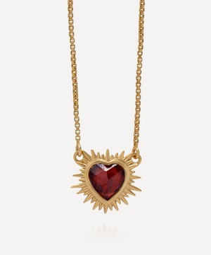 Rachel Jackson - 22ct Gold-Plated Electric Love Mini Garnet Heart Pendant Necklace image number 0
