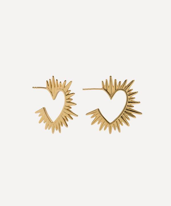 Rachel Jackson - 22ct Gold-Plated Electric Love Statement Heart Hoop Earrings image number 0