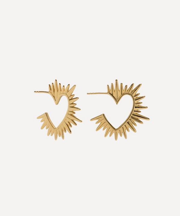 Rachel Jackson - 22ct Gold-Plated Electric Love Statement Heart Hoop Earrings image number null