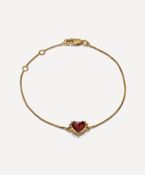 Rachel Jackson - 22ct Gold-Plated Electric Love Mini Garnet Heart Bracelet image number 0