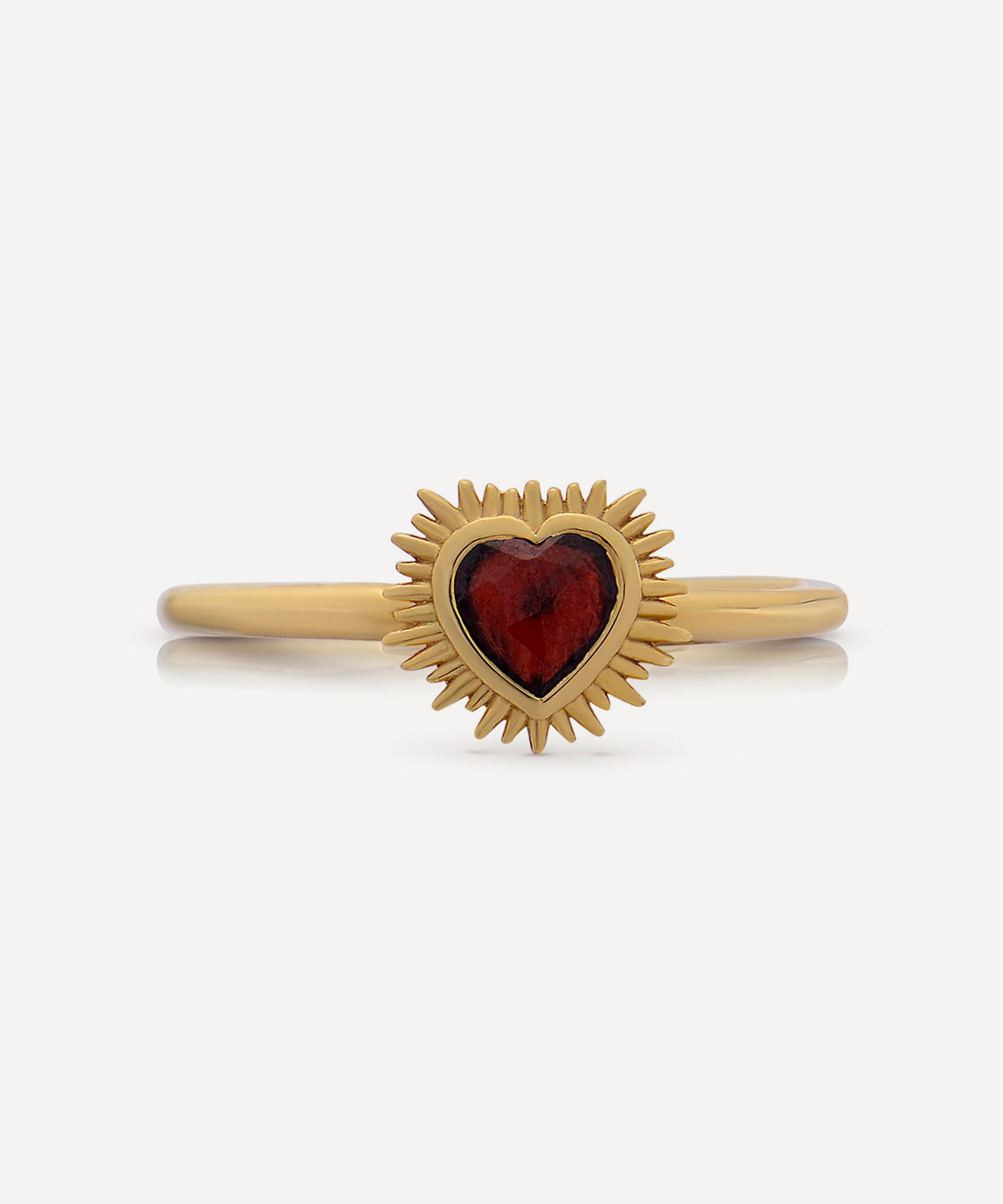 Rachel Jackson - 22ct Gold-Plated Electric Love Mini Garnet Heart Ring image number 0