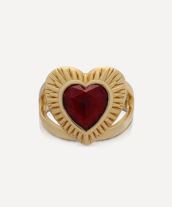 Rachel Jackson - 22ct Gold-Plated Electric Love Statement Garnet Heart Ring image number null