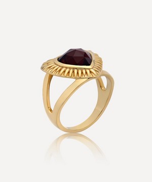 Rachel Jackson - 22ct Gold-Plated Electric Love Statement Garnet Heart Ring image number 1