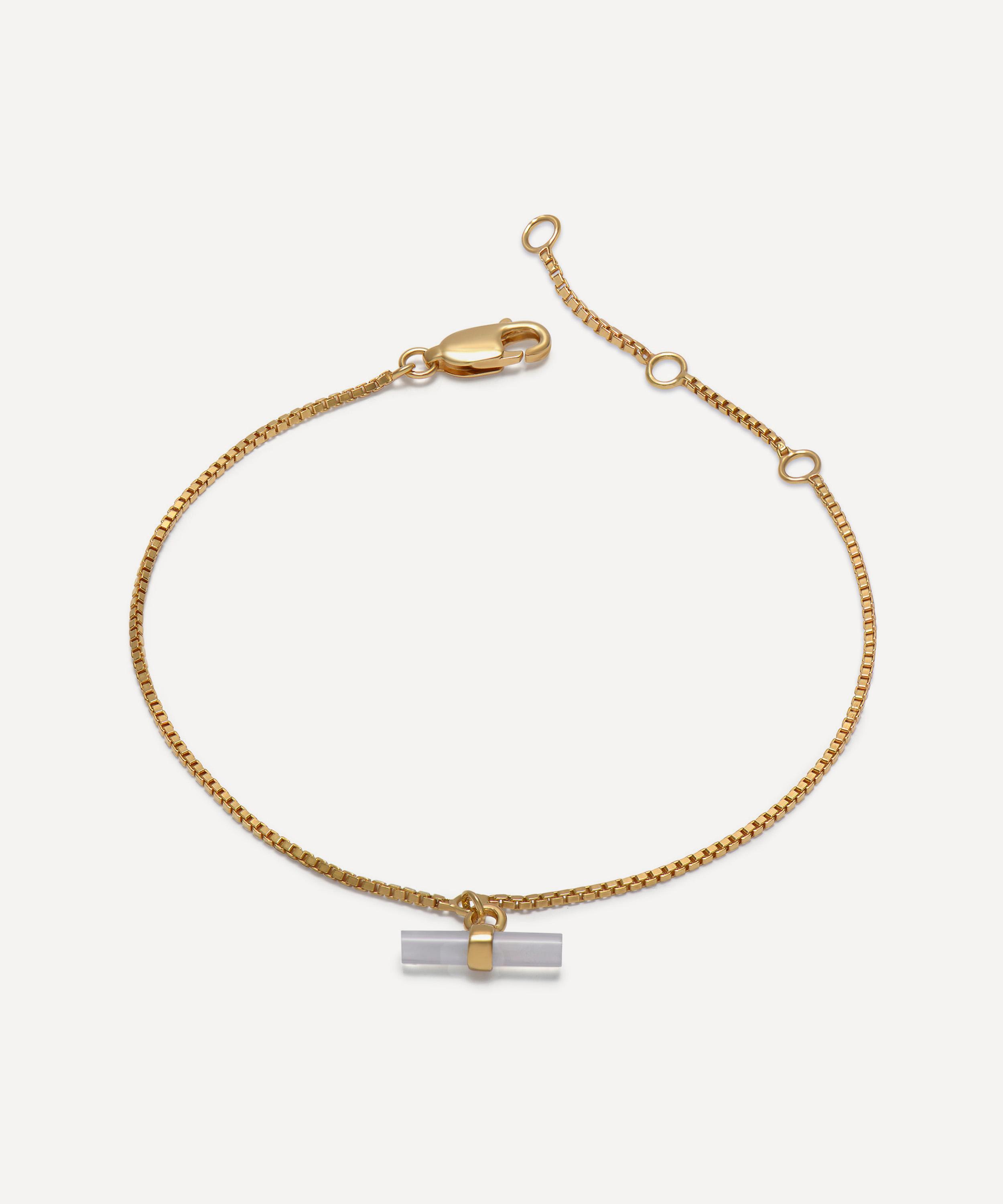 Rachel Jackson - 22ct Gold-Plated Mini Blue Agate T-Bar Bracelet image number 0