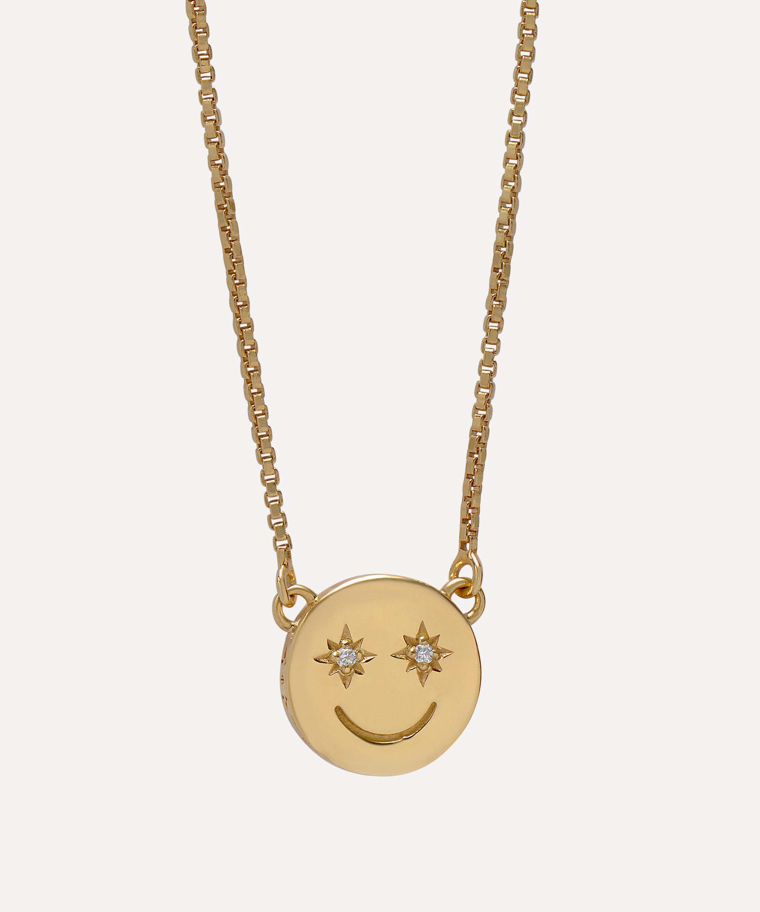 Rachel Jackson - 22ct Gold-Plated Mini Happy Face Pendant Necklace image number 0
