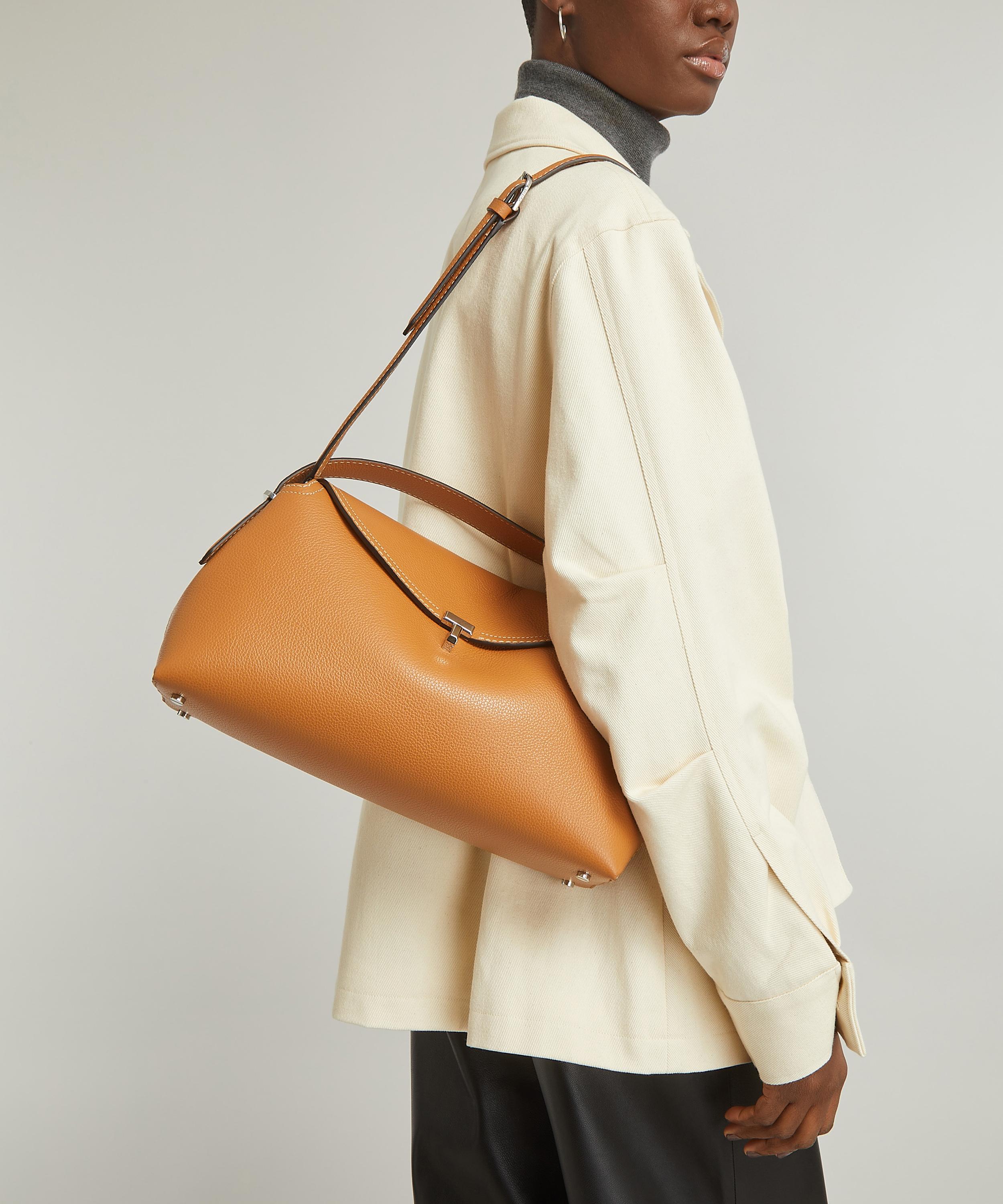 Tan T-Lock small grained-leather cross-body bag