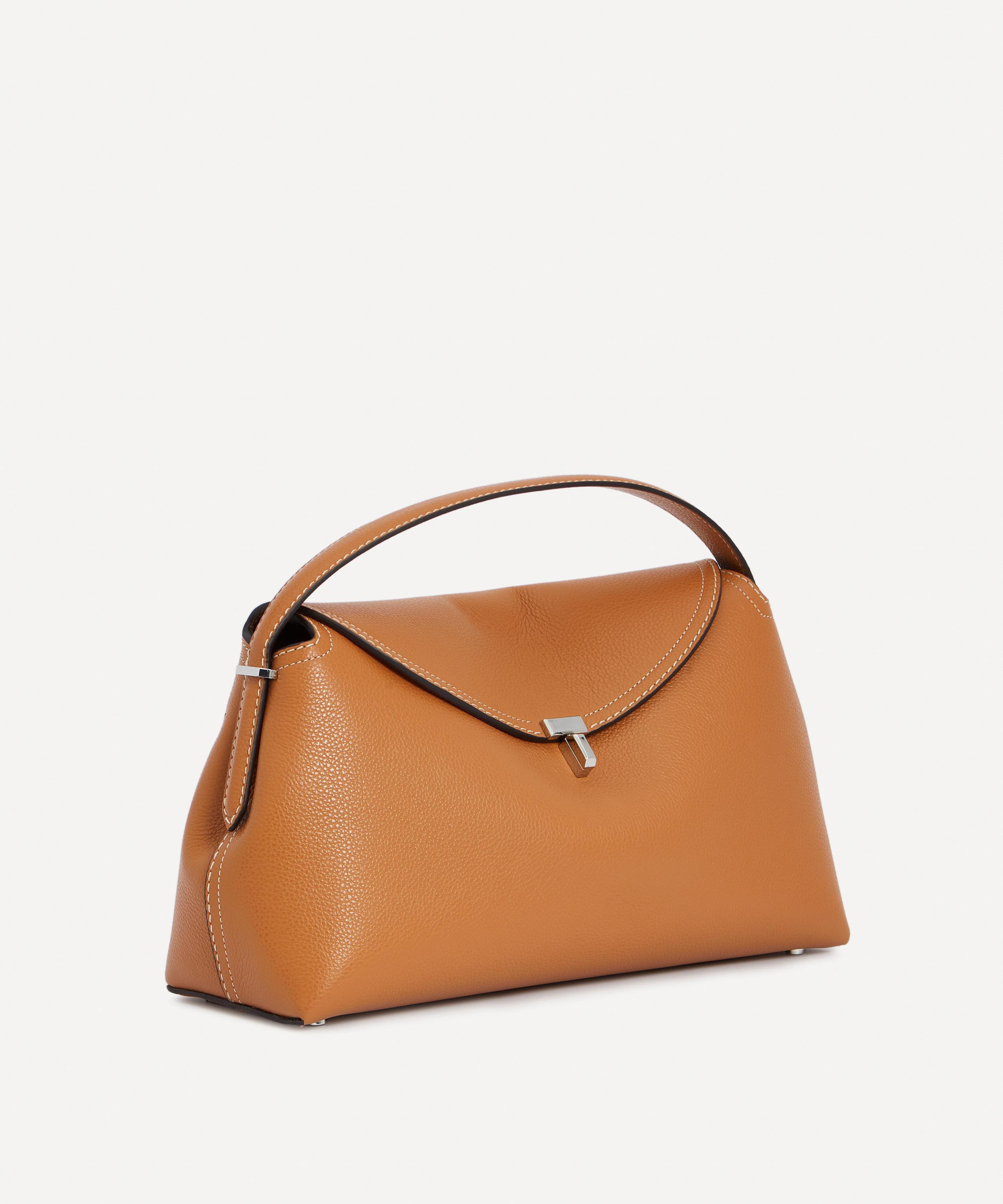 Tan T-Lock small grained-leather cross-body bag, Toteme