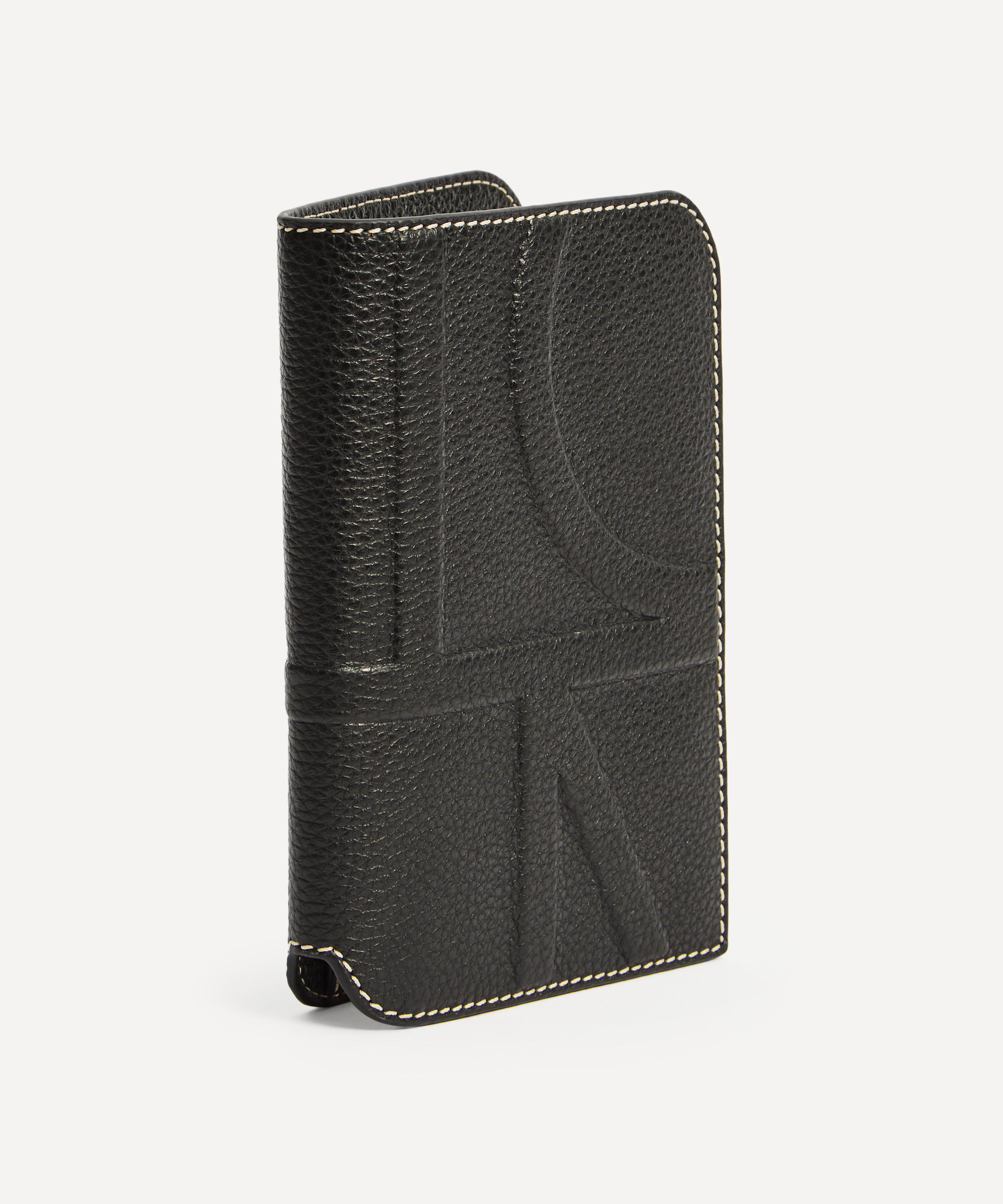 Monogram leather passport holder black – TOTEME