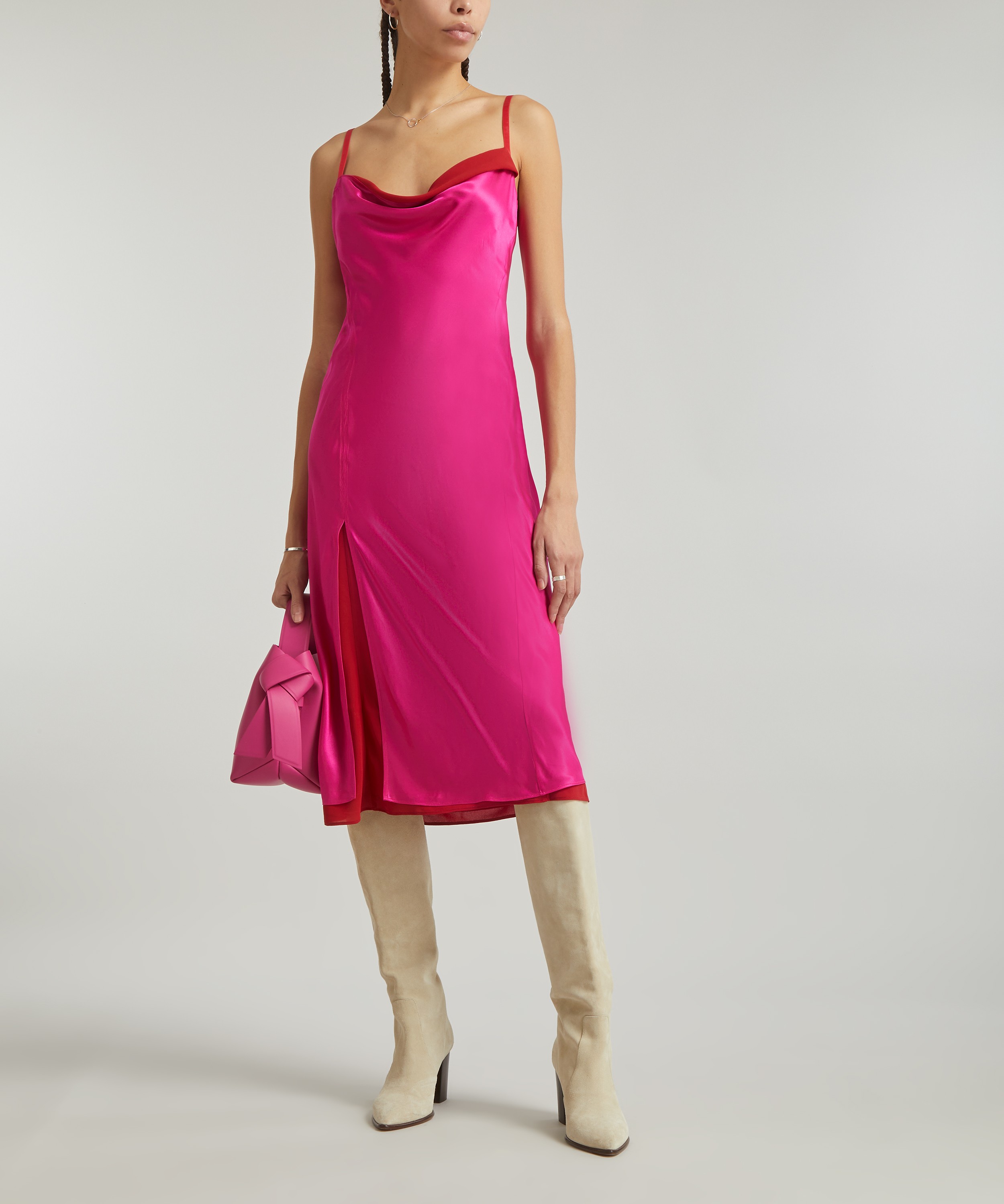 Coda Slip Dress in Satin Pink
