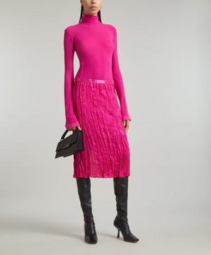 Acne Studios - Fuchsia Crinkled Silk-Blend Skirt image number 1