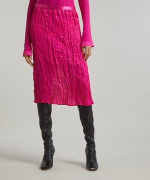Acne Studios - Fuchsia Crinkled Silk-Blend Skirt image number 2