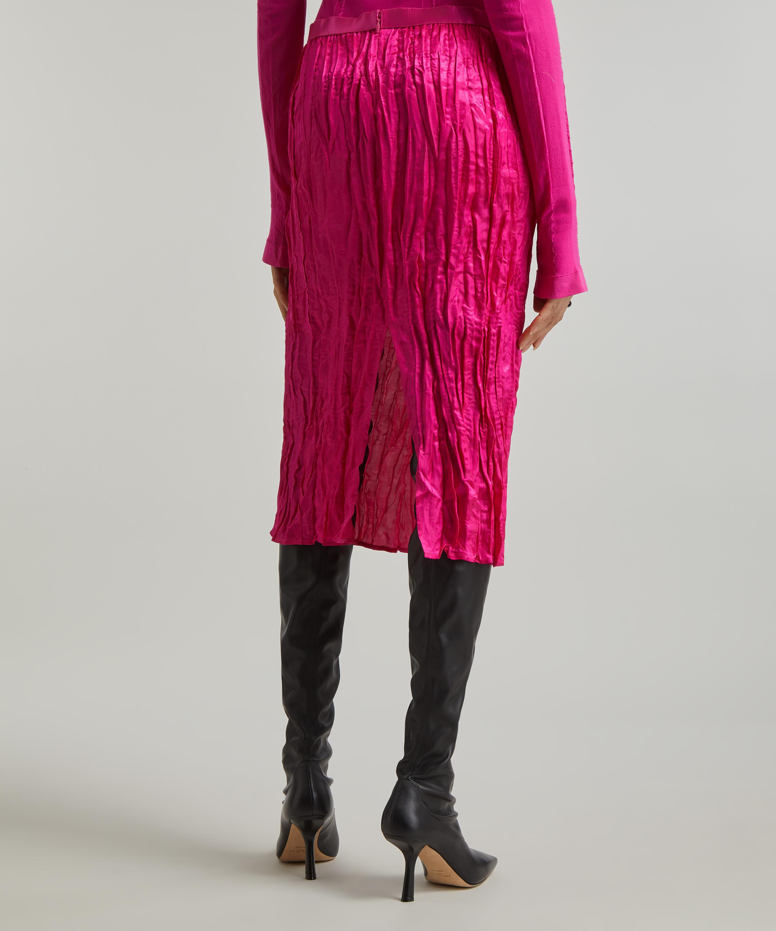 Acne Studios - Fuchsia Crinkled Silk-Blend Skirt image number 3