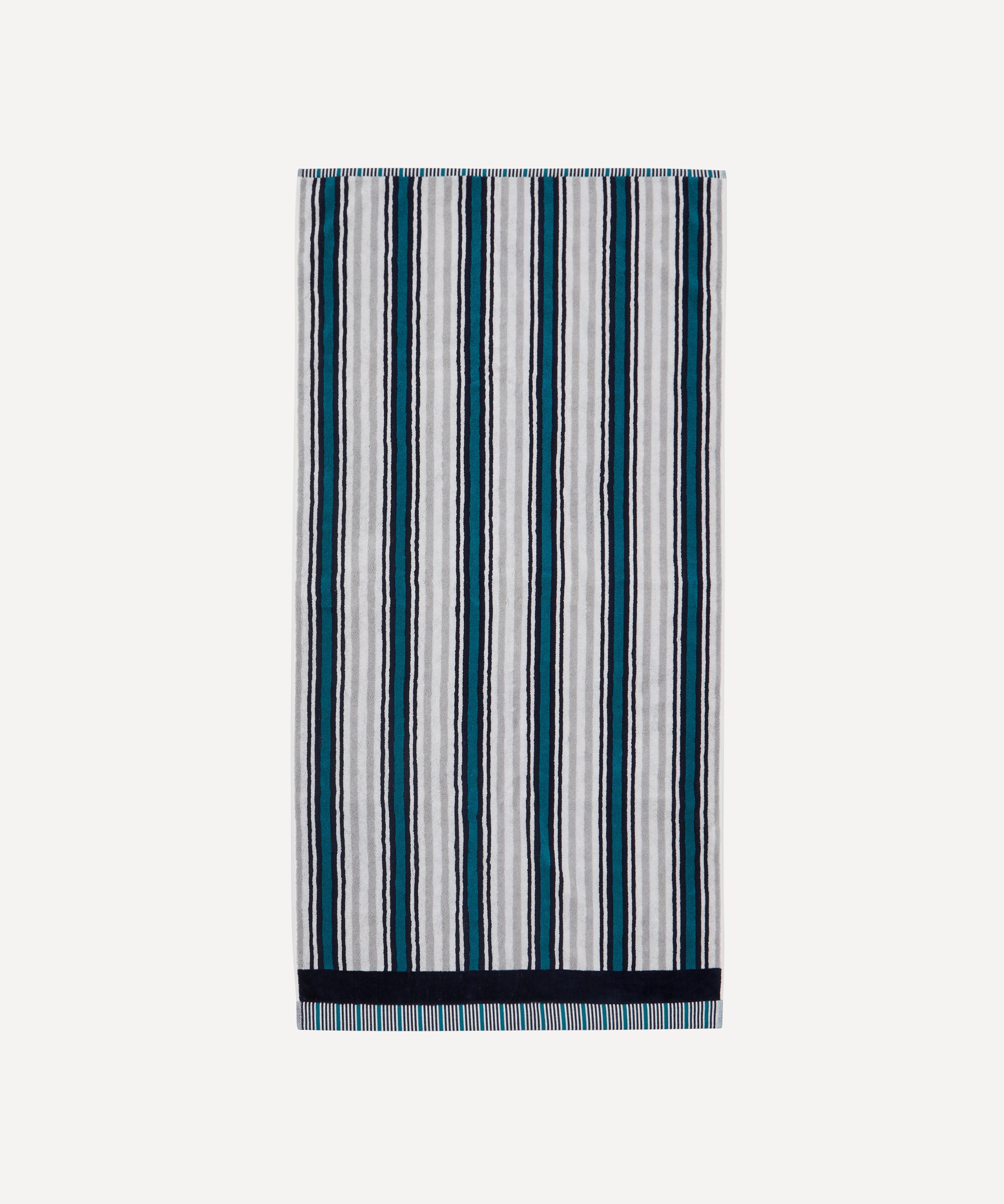 White Blue Stripe Satin Border Wholesale Organic Towels Manufacturer