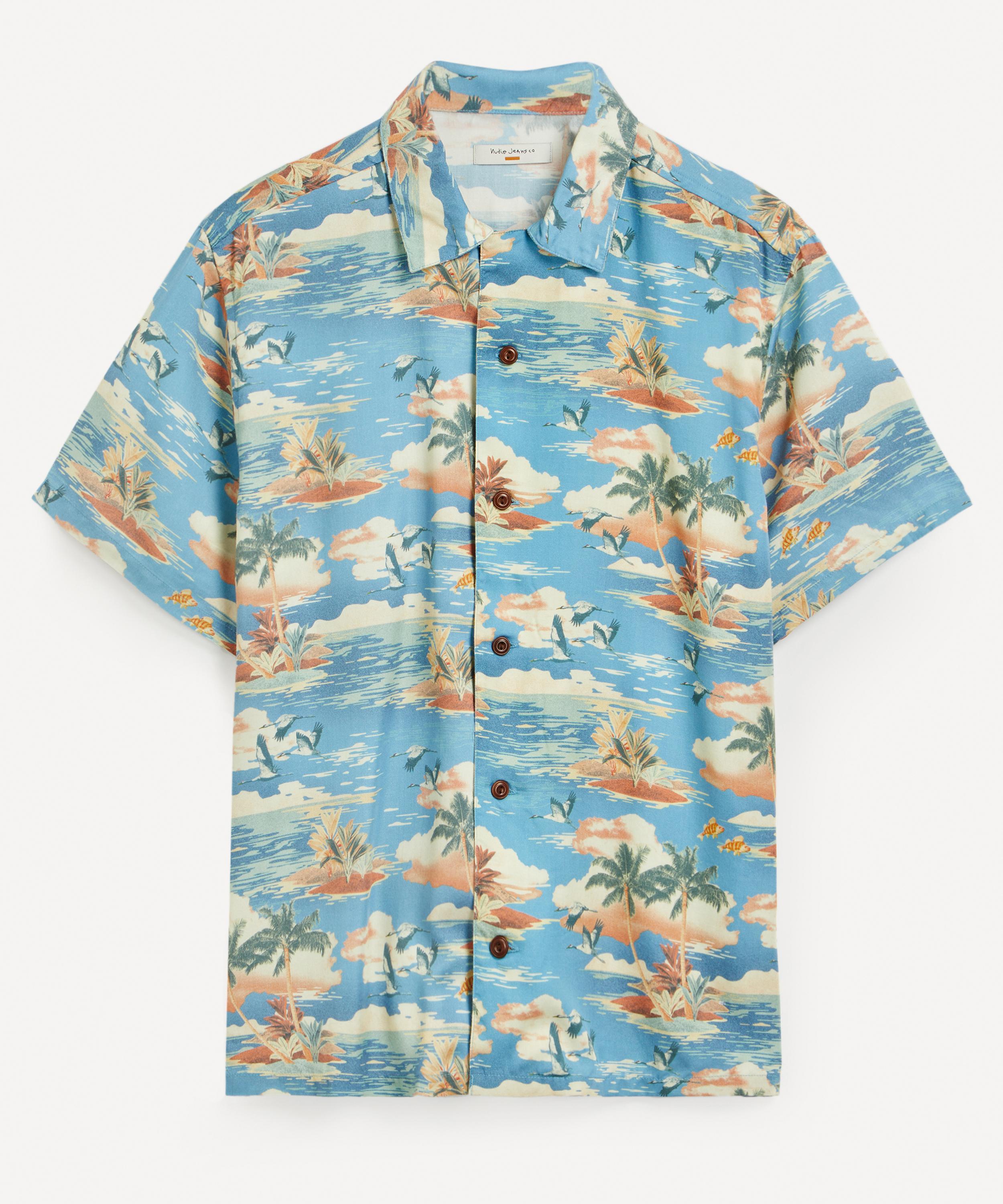 Nudie Jeans - Arvid Hawaii Azure Short-Sleeve Shirt image number 0