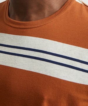 Oliver Spencer - Conduit Pryce Orange and Navy Stripe T-Shirt image number 4