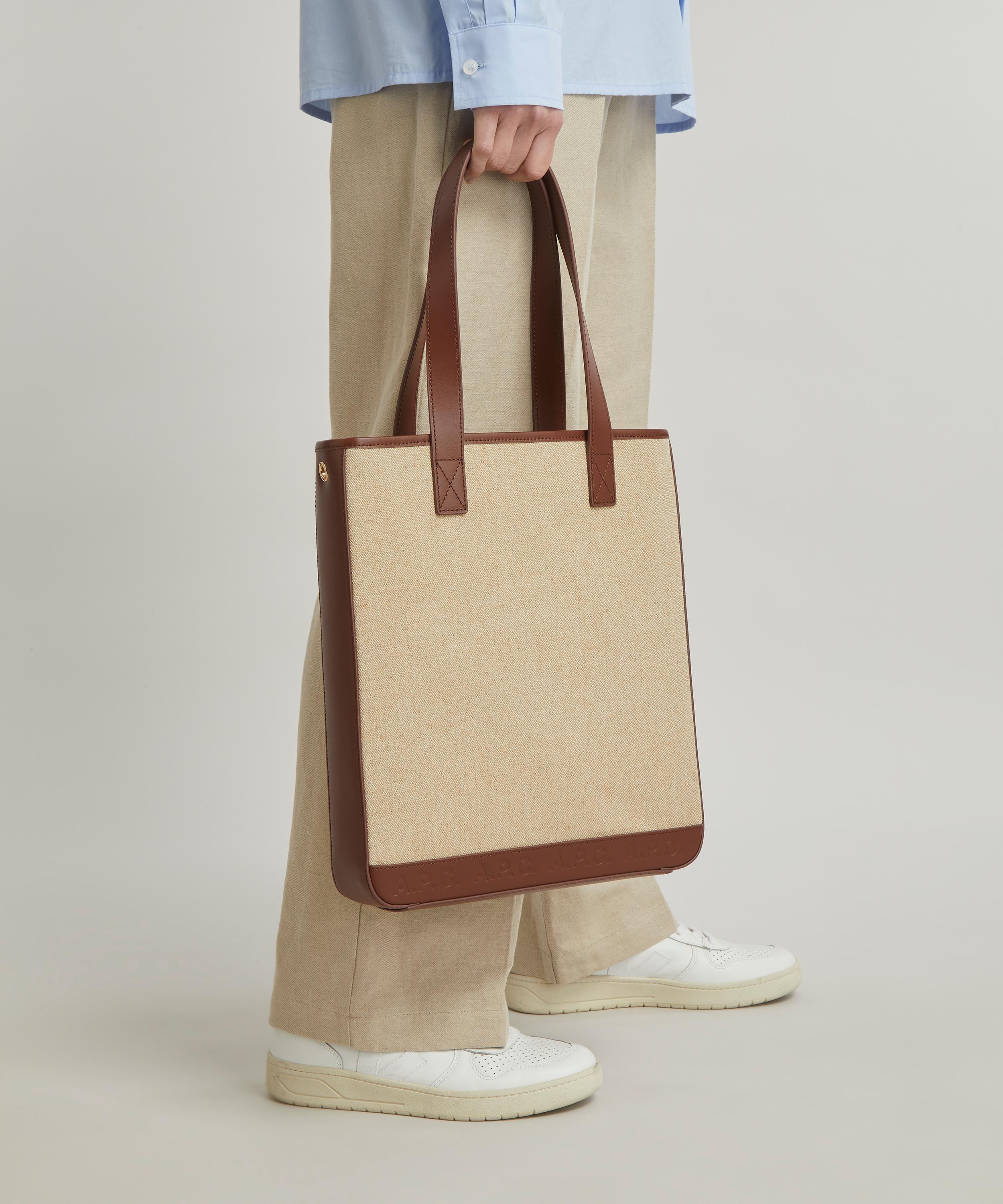 Large Morris leather-trimmed striped canvas tote