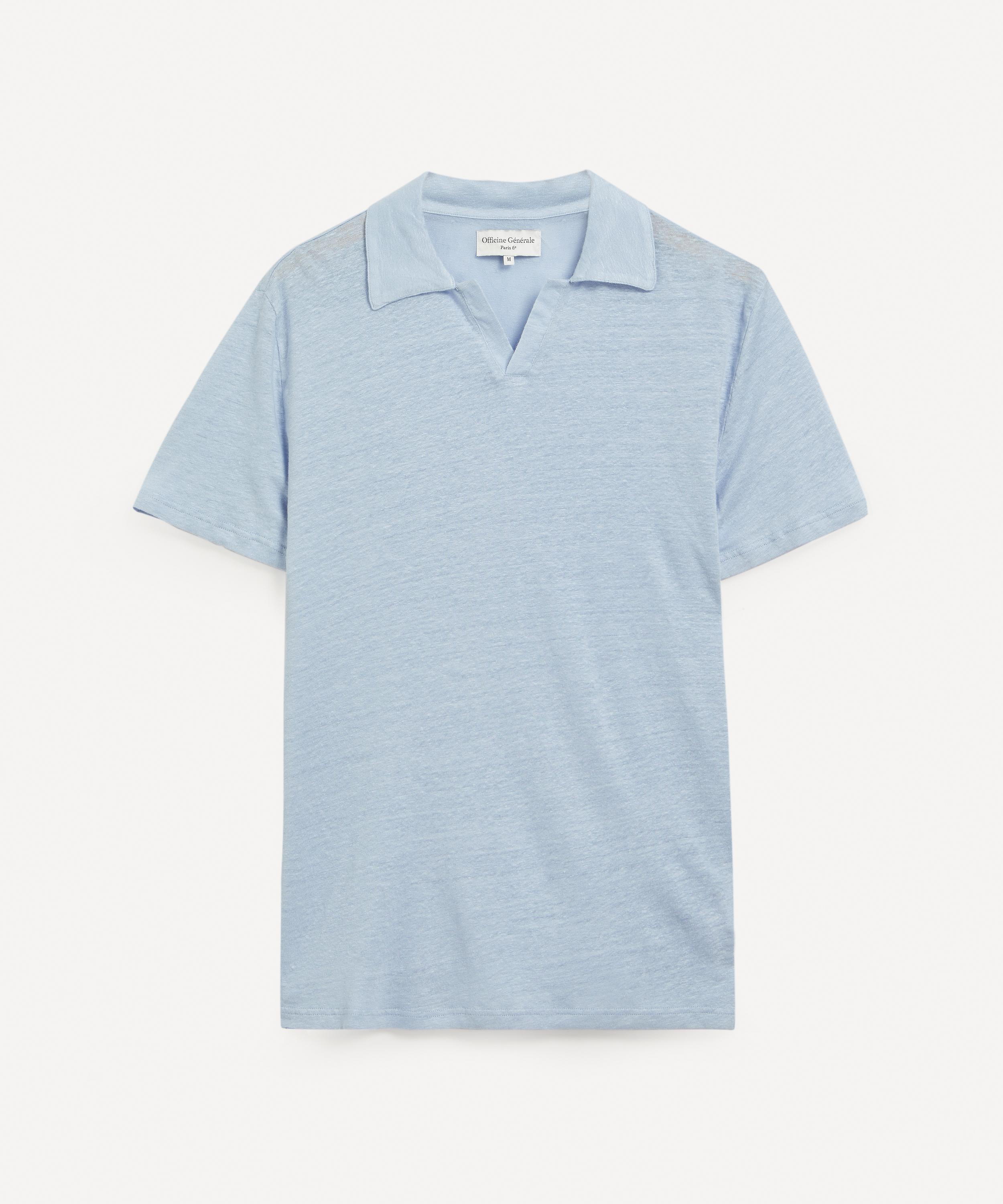 Officine Générale - Simon French Linen Polo Top image number 0
