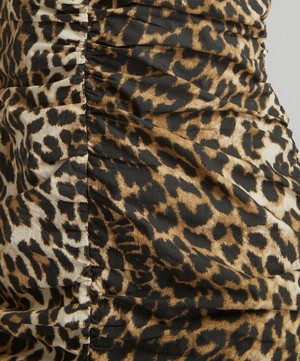 Ganni - Leopard-Printed Gathered U-Neck Mini-Dress image number 4