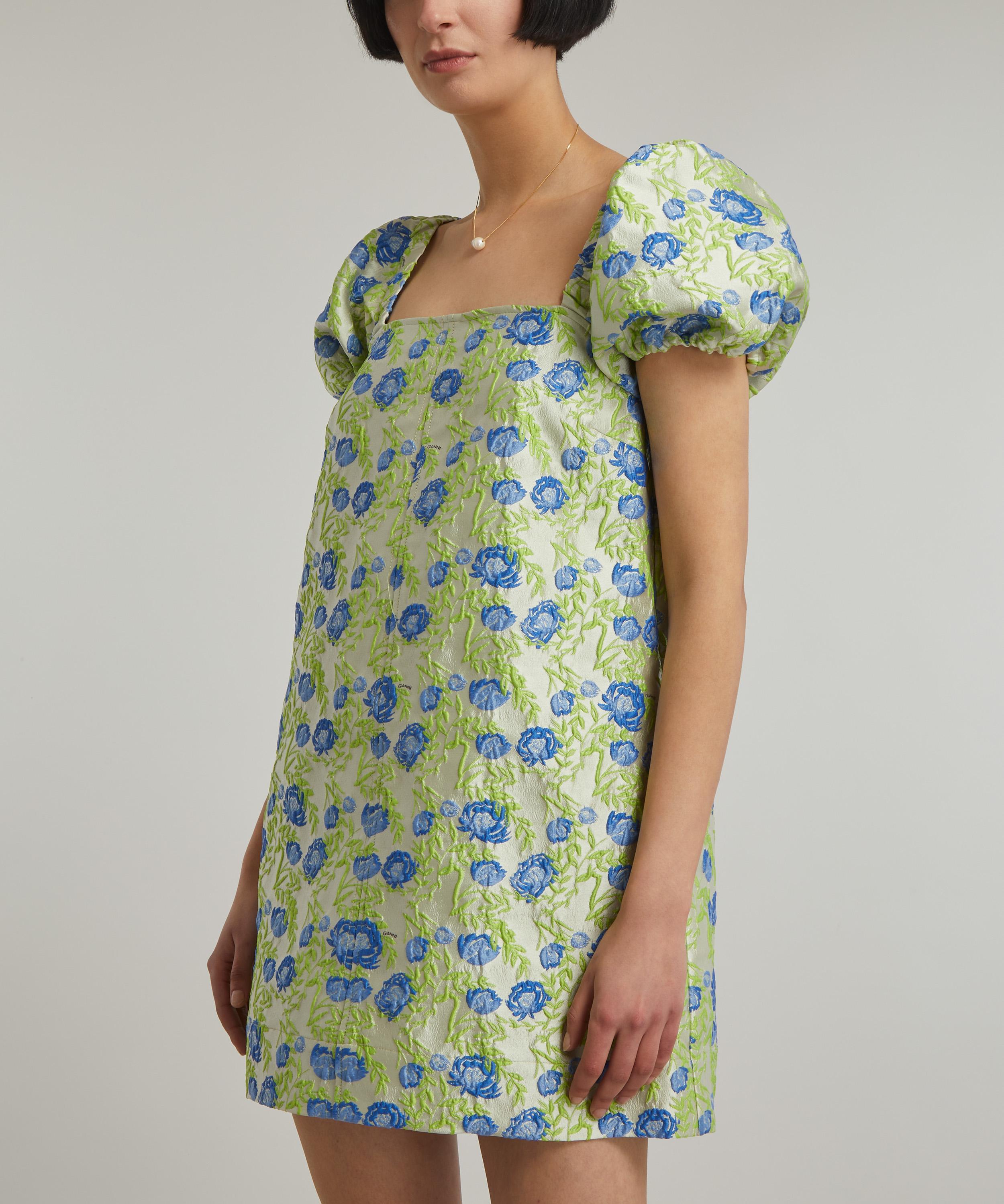 Jacquard flowers puff-sleeve dress, Ganni