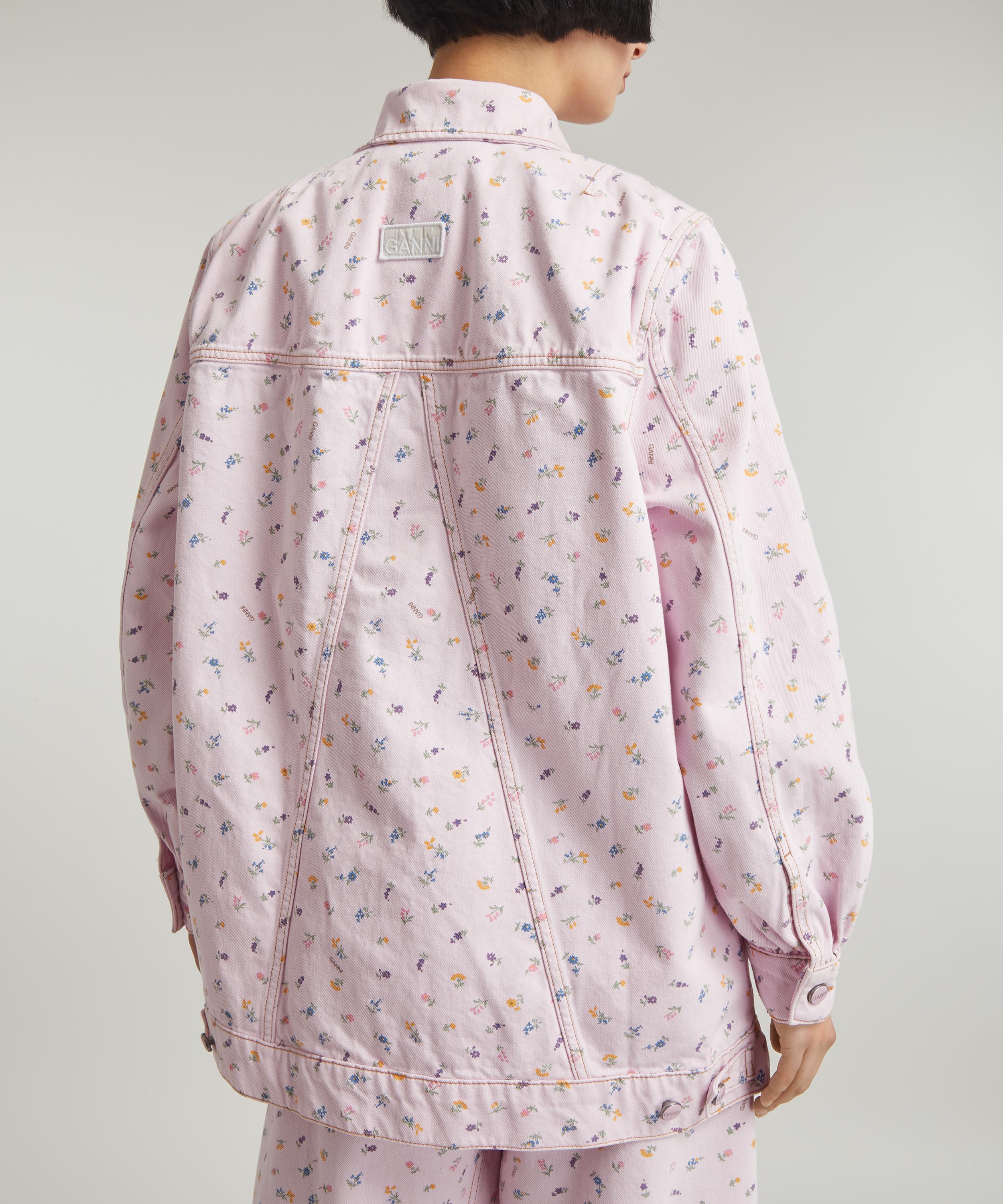 Ganni - Oversized Floral Print Denim Jacket image number 3