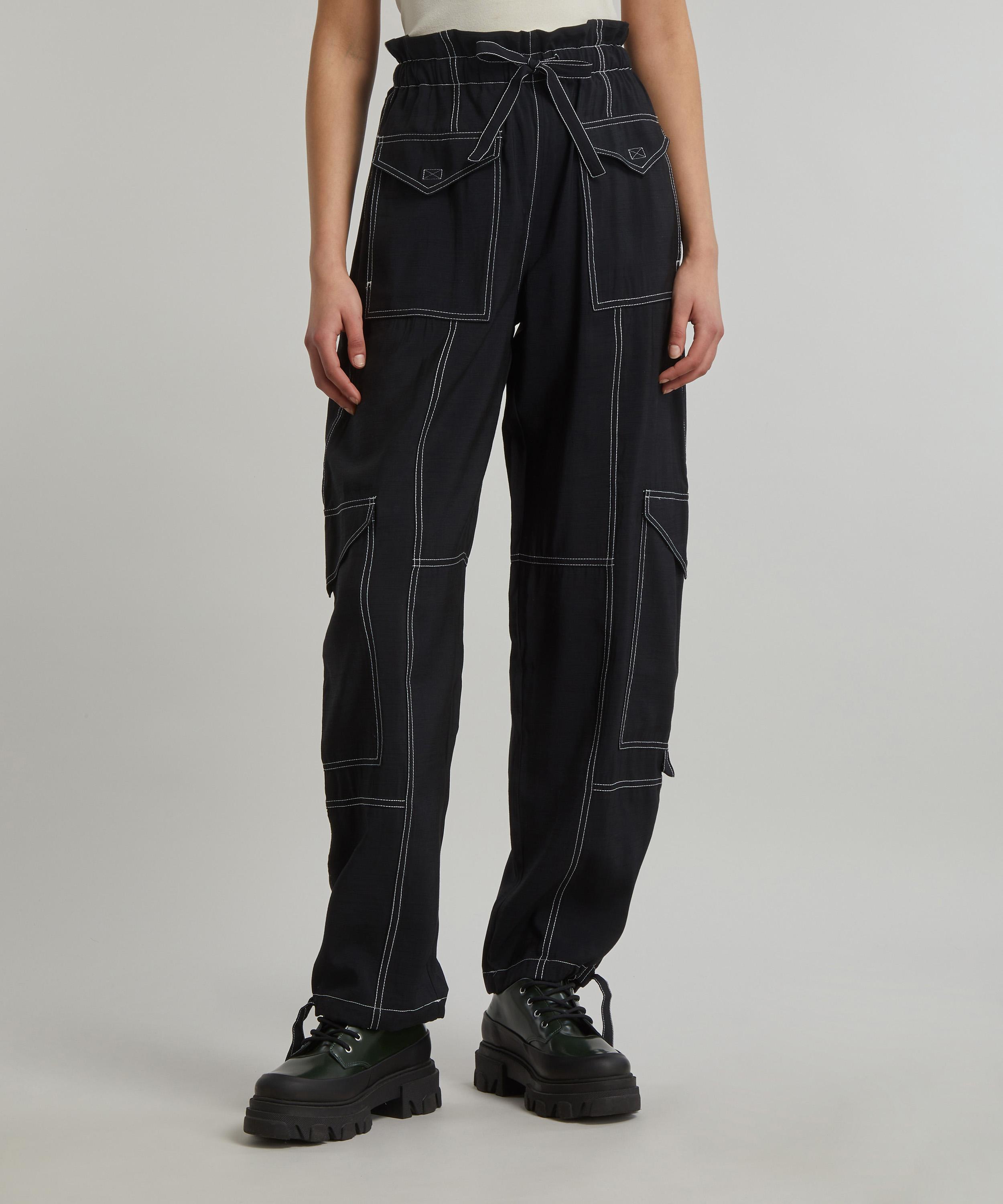 Ganni - Light Slub Topstitch Cargo Trousers image number 2