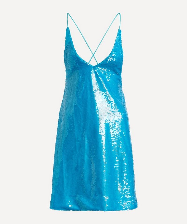 Ganni - Blue Sequin Strap-Dress image number null