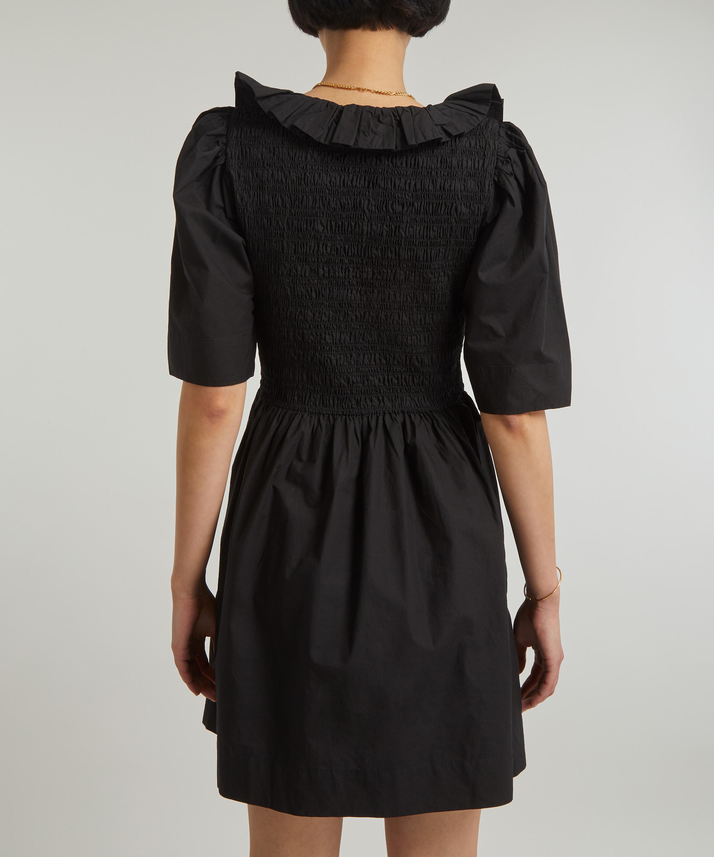 Ganni - Cotton-Poplin Open-Neck Smock Mini-Dress image number 3