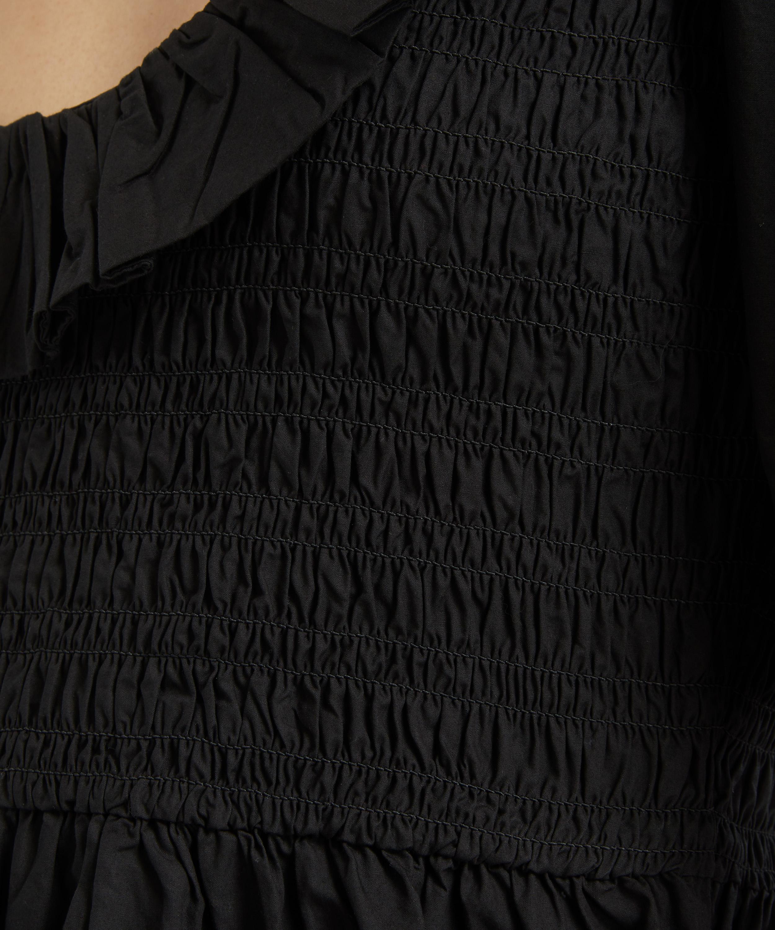 Ganni - Cotton-Poplin Open-Neck Smock Mini-Dress image number 4