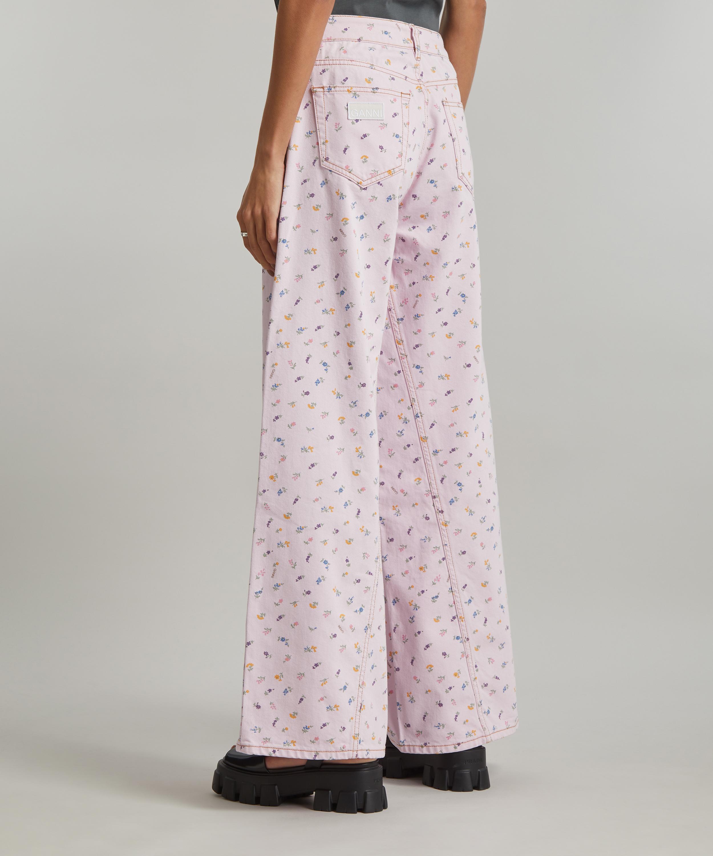 GANNI Floral-print organic silk-blend satin pajama pants