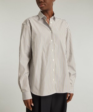 Toteme - Signature Striped Taupe Shirt image number 2