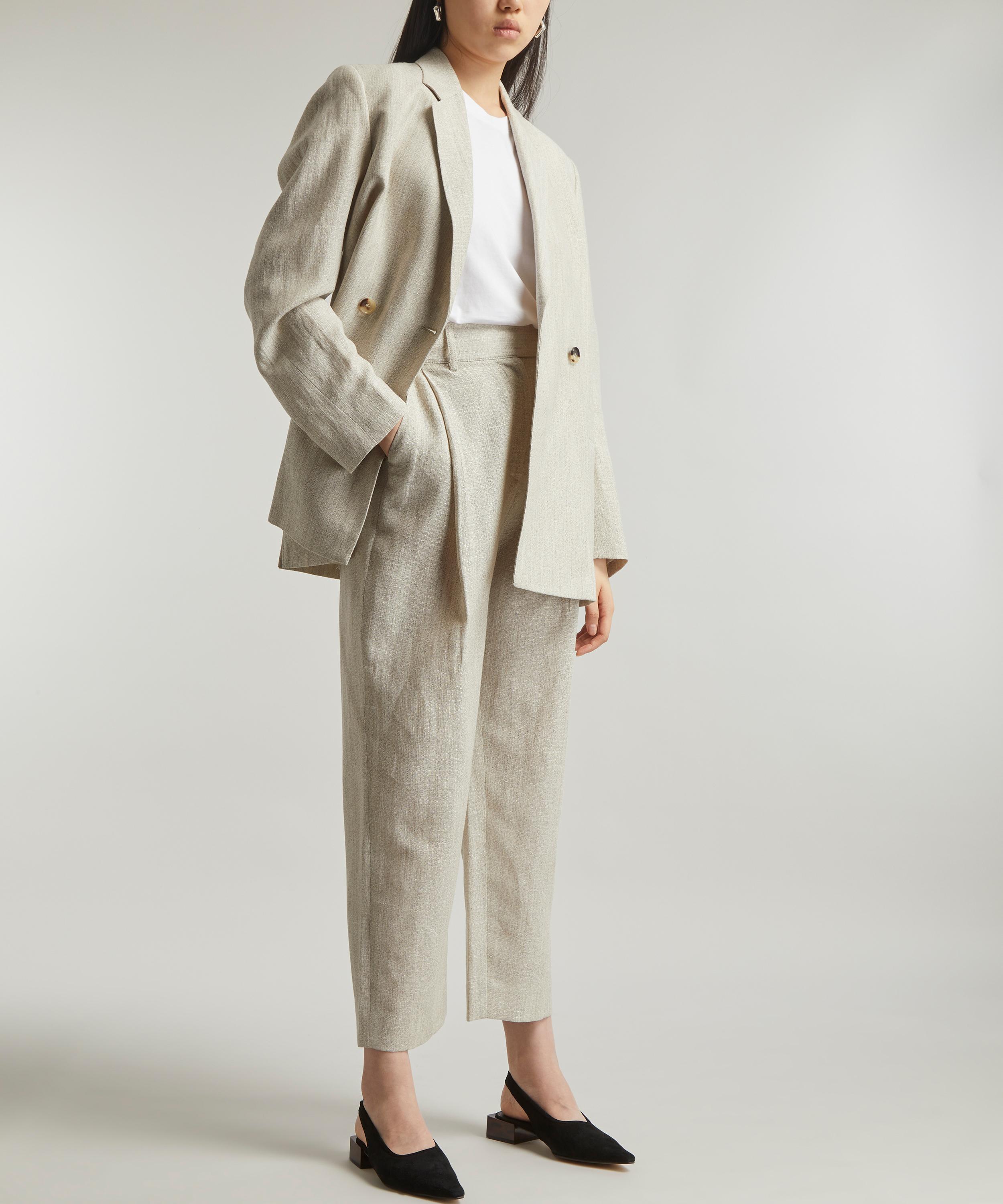 Toteme - Deep Pleat Mist Melange Trousers image number 1