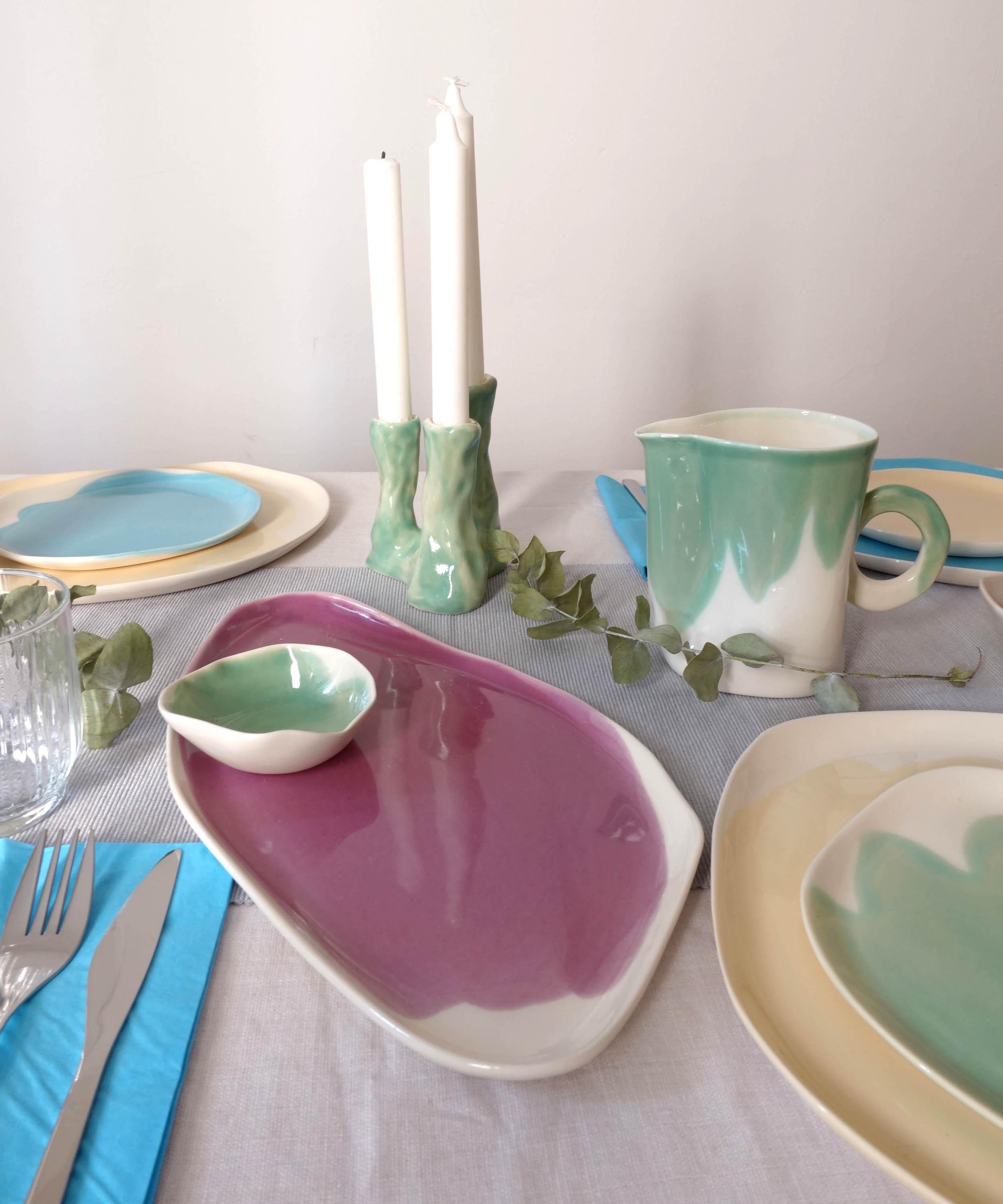 Pottery & Poetry - Painted Porcelain Long Serving Tray With Dipping Bowl image number 1