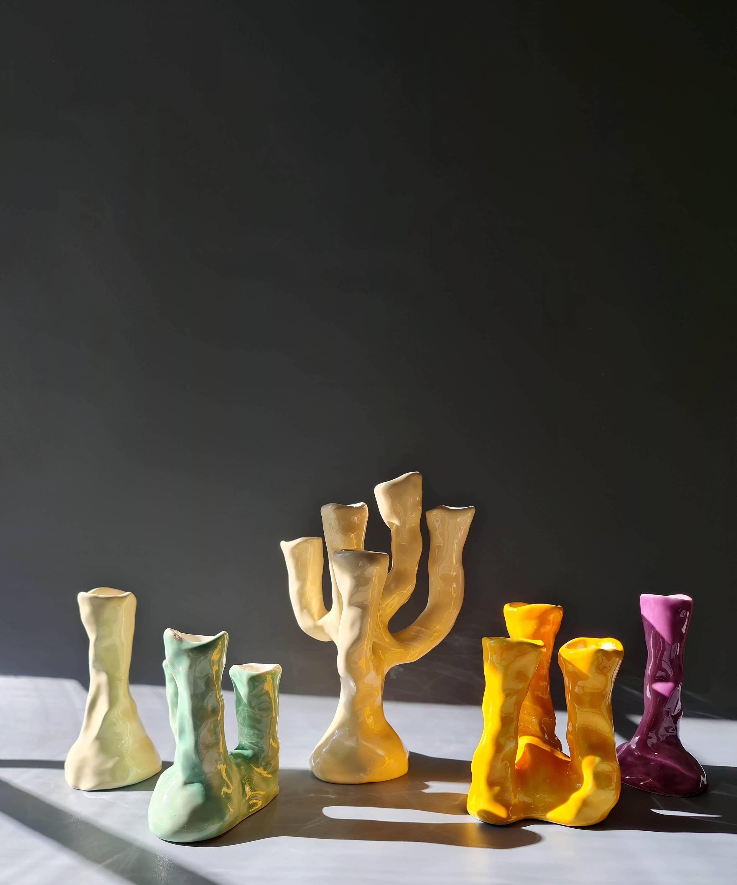 Pottery & Poetry - Painted Porcelain High Single Candle Holder image number 3
