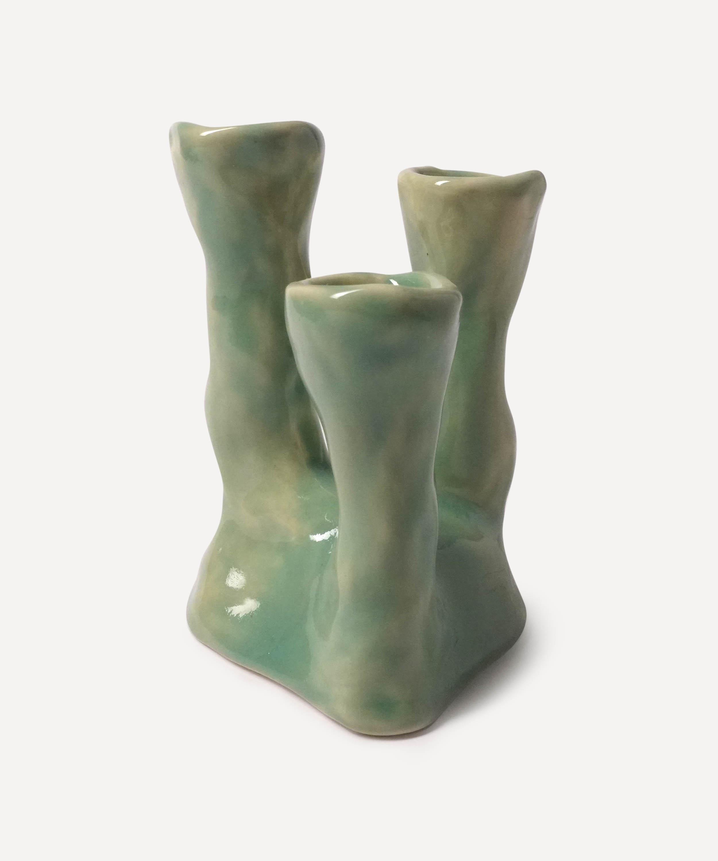 Pottery & Poetry - Painted Porcelain Triple Candle Holder image number 0