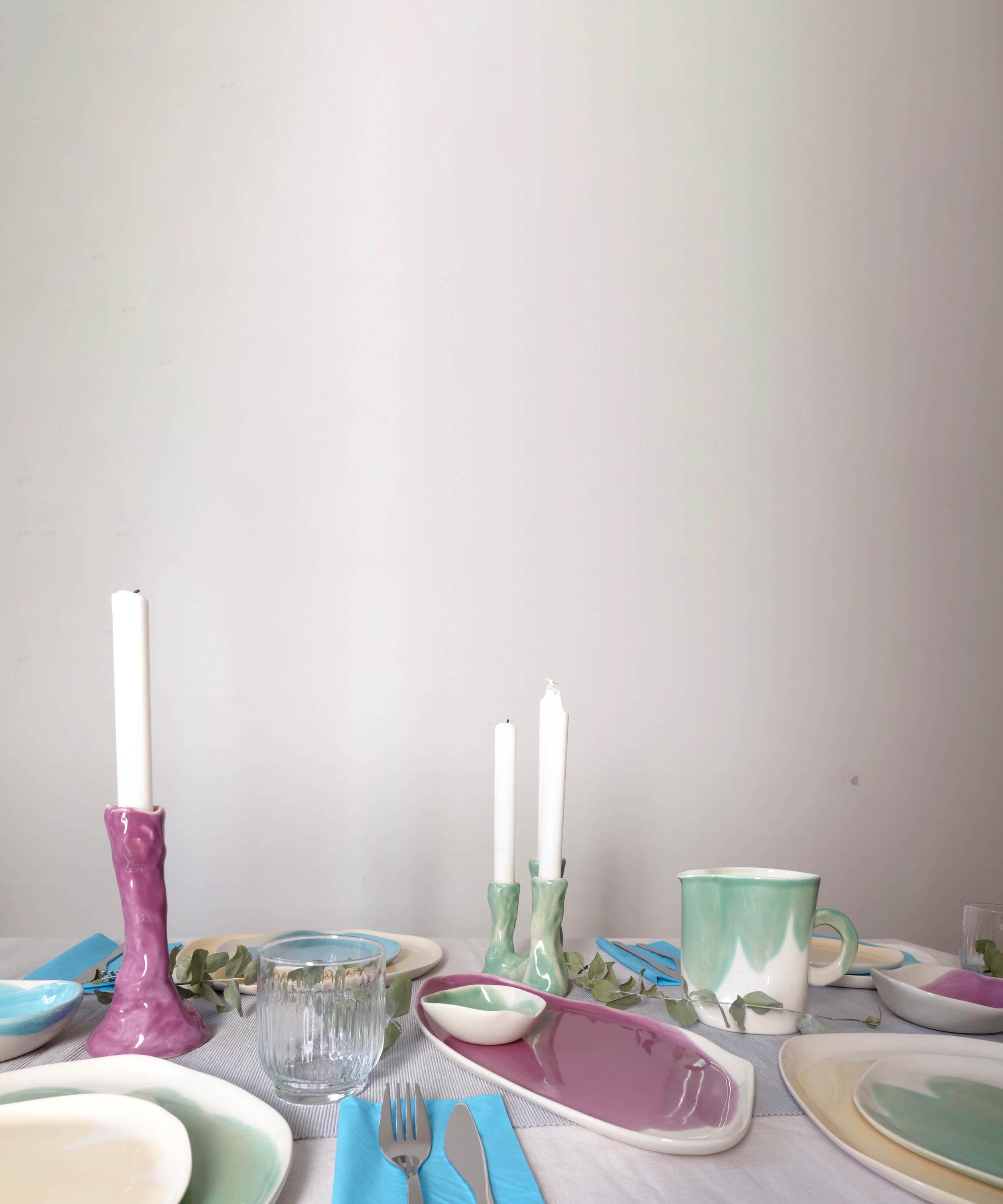 Pottery & Poetry - Painted Porcelain Triple Candle Holder image number 4