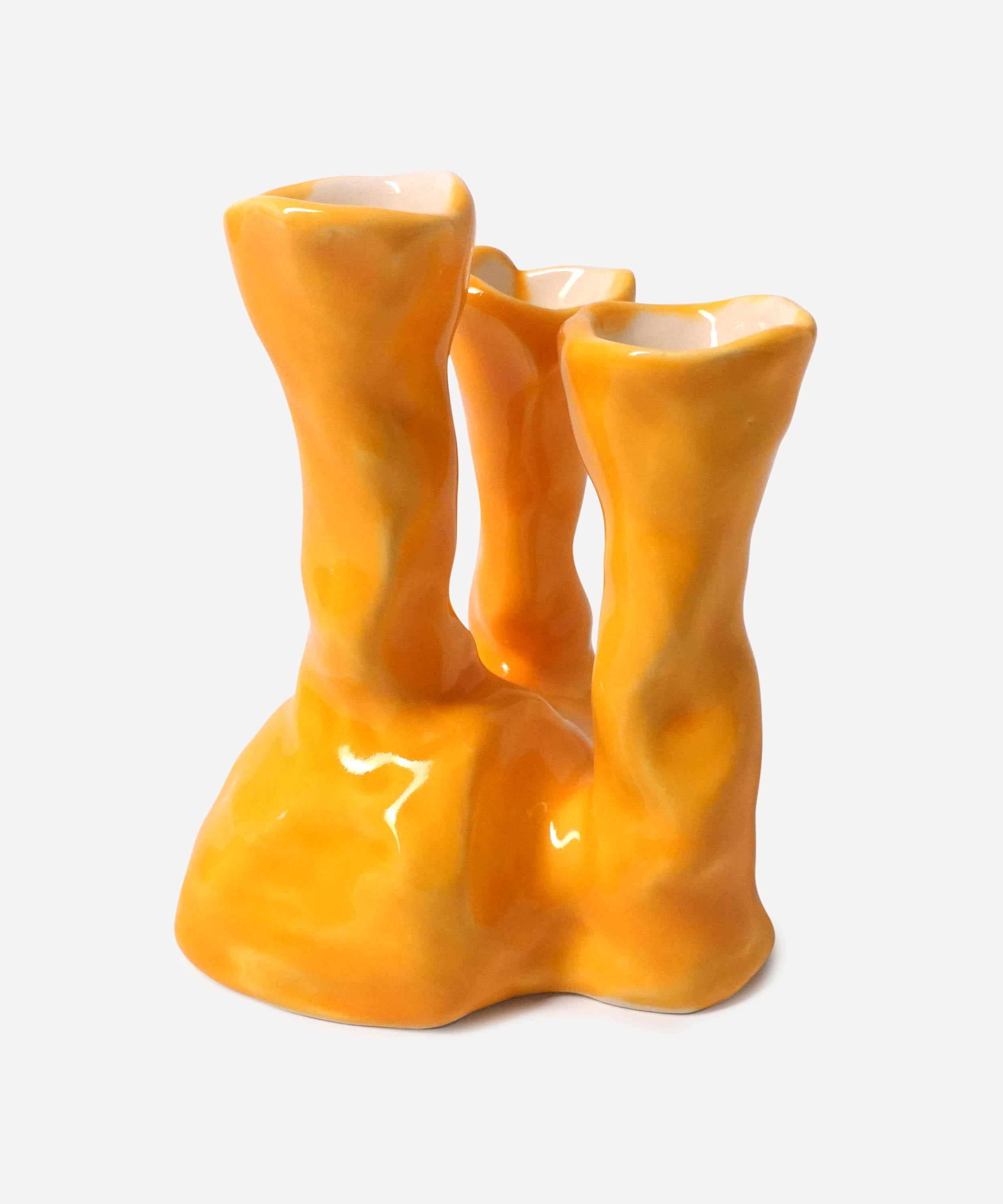 Pottery & Poetry - Painted Porcelain Triple Candle Holder image number 0