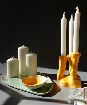 Pottery & Poetry - Painted Porcelain Triple Candle Holder image number 1