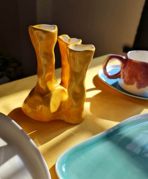 Pottery & Poetry - Painted Porcelain Triple Candle Holder image number 2