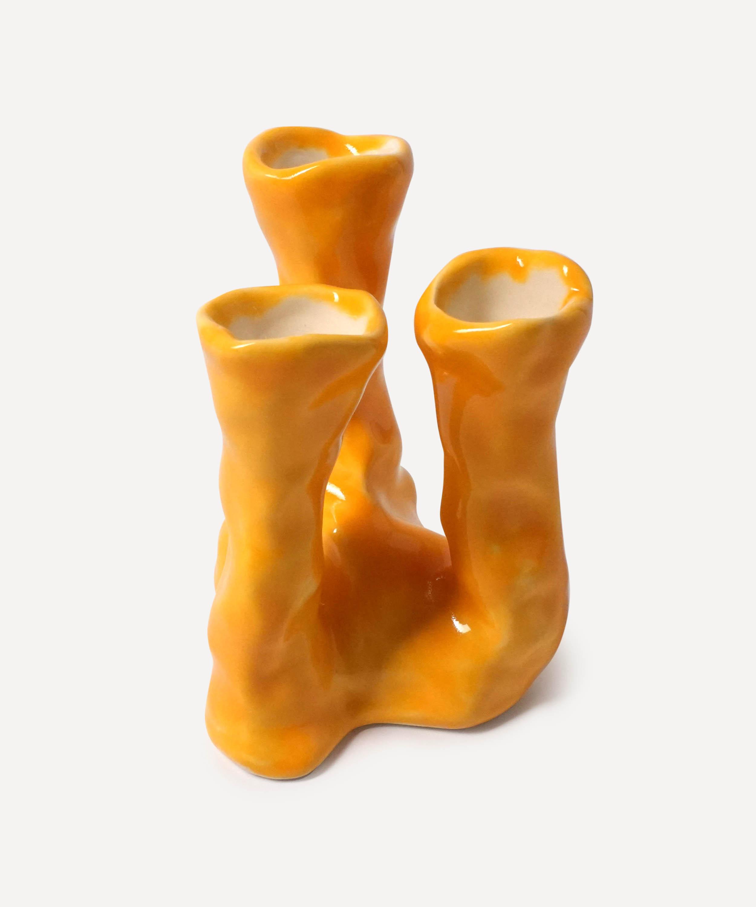 Pottery & Poetry - Painted Porcelain Triple Candle Holder image number 3